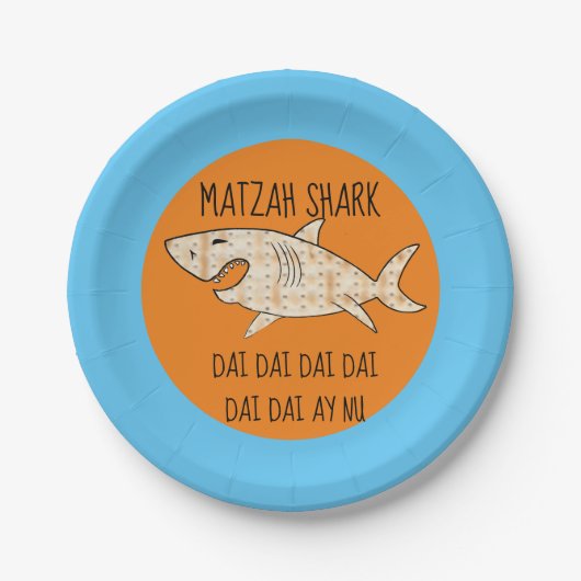 Passover Papierplatte "Matzah Shark" Muster Pappteller (Vorderseite)