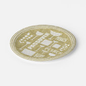 Passover-Papierplatte "Passover Gold"-Muster Pappteller (Schrägansicht)
