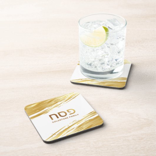 Passover Pesach Seder Gold Swash personalisiert Getränkeuntersetzer (Rechte Seite)