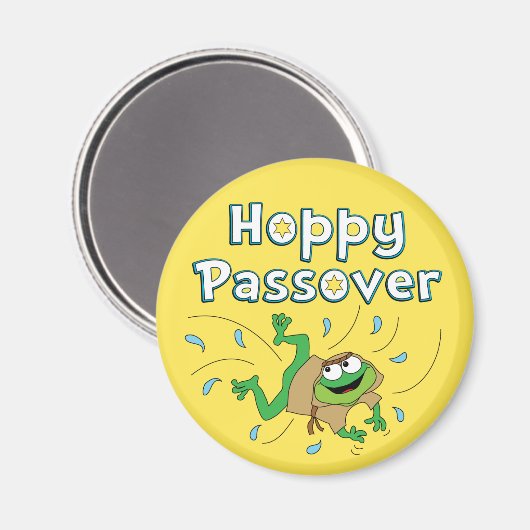 Passover Round Magnet "Hoppy Passover" (Vorderseite/Rückseite)
