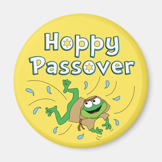 Passover Round Magnet "Hoppy Passover" (Vorne)