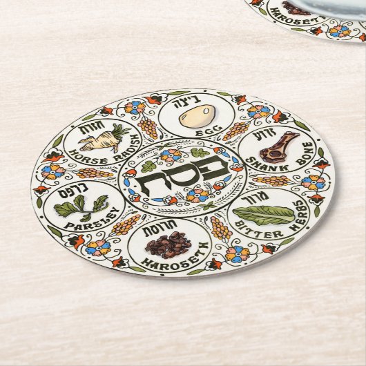 Passover Seder plate Runder Pappuntersetzer (Angewinkelt)