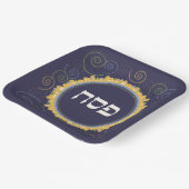 Passover Seder Square Jerusalem Navy Swirl Hebräis Pappteller (Gewinkelt)