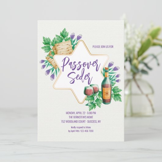 Passover Seed Einladung (Stehend Vorderseite)