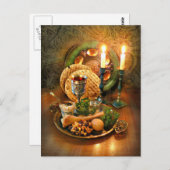Passover Seekabel, Wein & Matzah Postkarte (Vorne/Hinten)