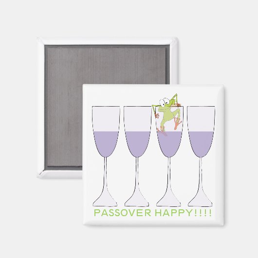 Passover Square Magnet "Wine and Frog" (Vorderseite/Rückseite)