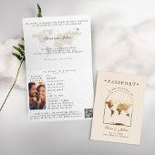 Passport Boho Arch Beige Ecru Hochzeit in Urlaubso Einladung