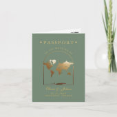 Passport Boho Arch Sage Green Hochzeit in Urlaubso Einladung (Vorderseite)