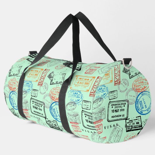 Passport-Briefmarke Design Duffel Bag Duffle Bag (Linke Ecke)