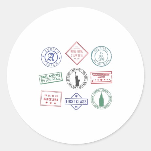 Passport-Briefmarke Runder Aufkleber (Vorderseite)