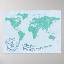 Passport-Briefmarke World Map Guest Signature Post Poster