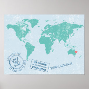 Passport-Briefmarke World Map Guest Signature Post Poster