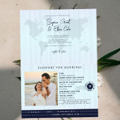 Passport Destination Wedding Blue invitation Einladung