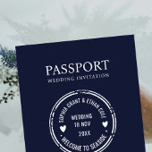 Passport Destination Wedding Blue invitation Einladung