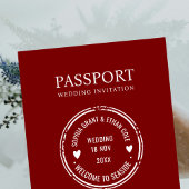Passport Destination Wedding red invitation Einladung