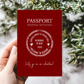 Passport Destination Wedding red invitation Einladung