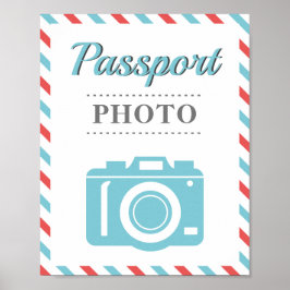Passport Foto Stand Airline Reisen Party Blue Red Poster