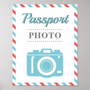 Passport Foto Stand Airline Reisen Party Blue Red Poster