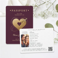 Passport Gold Hearts Flugzeug Rote Hochzeit in Url