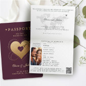 Passport Hearts Flugzeug Burgundy Hochzeit in Urla Einladung