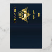 Passport Hochzeit Einladung mit echtes Foil-Emblem (Vorderseite)