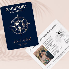 Passport-Hochzeit in Urlaubsort Gold Fox Weltkarte Folieneinladung