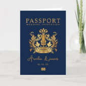 Passport-Hochzeit in Urlaubsort Imitate Goldeinlad Einladung (Vorderseite)