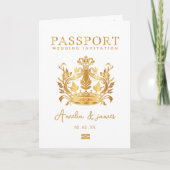 Passport-Hochzeit in Urlaubsort Imitate Goldeinlad Einladung (Vorderseite)