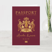 Passport-Hochzeit in Urlaubsort Imitate Goldeinlad Einladung (Vorderseite)