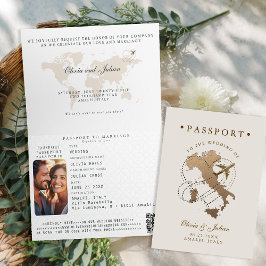Passport Imitats Gold Beige Italien Hochzeit in Ur Einladung