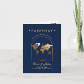 Passport-Karte Boho Arch Navy-Hochzeit in Urlaubso Einladung (Vorderseite)