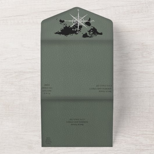 Passport-Kompass für Hochzeitsfeiern All In One Einladung (Außenbereich)