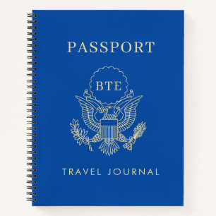 Passport Monogram Custom Travel Journal Notebook Notizblock