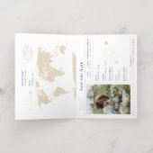 Passport Navy Blue Gold Wedding Save The Date (Innen Abgelegt)