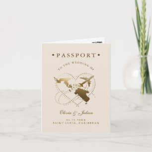 Passport St. Lucia Karibische Hochzeit in Urlaubso Einladung