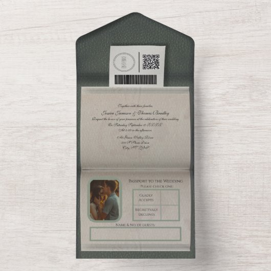 Passport-Stil in einer Einladung zur Hochzeit (Innen Boden)