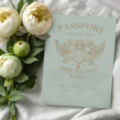 Passport Style Save the Date Hochzeit in Urlaubsor Ankündigung