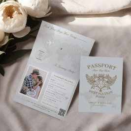 Passport Style Save the Date Hochzeit in Urlaubsor Ankündigung