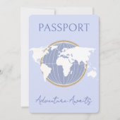 Passport Themed Blue Boy Baby Dusche Einladung (Vorderseite)