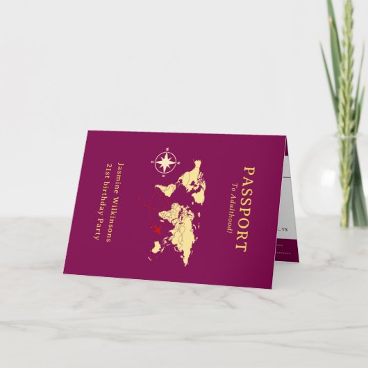 Passport to Adulthood girls 21st birthday Ankündigung (Vorderseite)