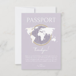 Passport Travel Baby Dusche Danke Karte