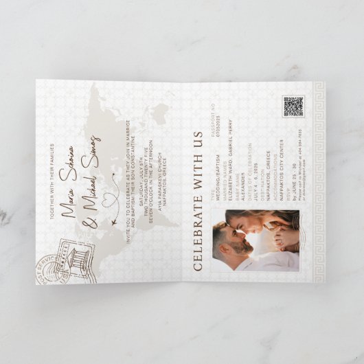 Passport Wedding & Baptisse Griechenland Neu Einladung (Innenseite)