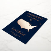 Passport Wedding Destination Gold Foil Flugzeug He Folieneinladung (Gedreht)