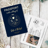Passport Wedding Destination Gold Foil Monogram Folieneinladung