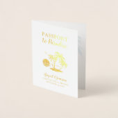 Passport Wedding Einladung Beach Palm Tree Foil (Vorderseite)