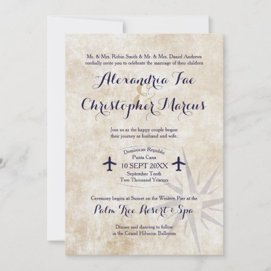 Passport Wedding Invite - Thema Zielreise Einladung (Vorderseite)