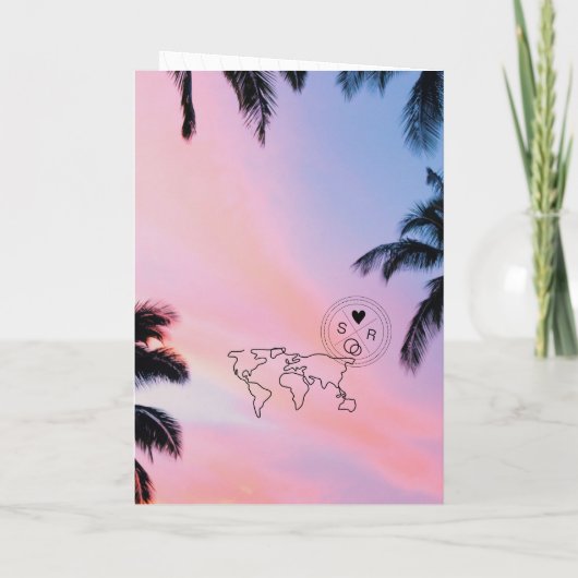 Passport World Map Modernes Minimalistisches Ziel Einladung (Rückseite)