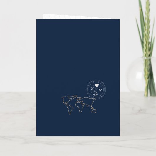 Passport World Map Modernes Minimalistisches Ziel Einladung (Rückseite)
