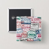 Passstempel-Süchtiger Retro-Weltreisender Button (Vorne & Hinten)