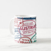 Passstempel-Süchtiger Retro-Weltreisender Kaffeetasse (Vorderseite Links)